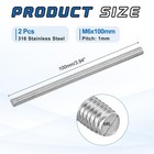 2pack M6x100mm Fully Threaded Rod  316 Stainless Steel Right Hand All Thread