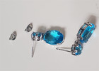 925 Sterling Silver Oval Blue Red Crystal Glass Dangle Drop Stud Post Earrings