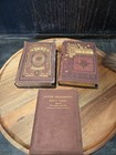 Lot Of 3  Antique Terracotta Brown   Gold Gilt Poetry Book Stack Decor Staging