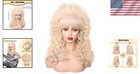 Dolly Parton Wig Blonde Long Curly With Bangs  Vintage Costume Wig For Women