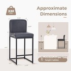 Set Of 4 Leather Bar Stools Counter Height Kitchen Stools With Back Support 24  