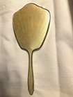 Antique Sterling Yellow Guilloche Vanity Dresser Set Adie Bros  Mirror   Brushes