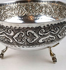 Scandinavian 830 Sterling Silver Footed Embossed Bowl 5 25  Diameter 142 Grams