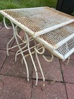 3-piece Mcm Nesting Outdoor Patio Tables Set White Rectangular Metal Mesh