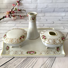 Antique Porcelain Hand Painted Nippon 6 Piece Dresser Set Floral   Gold