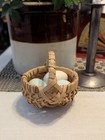 Antique Miniature Oak Splint Buttocks Basket Three Egger Melon Basket Signed Rge
