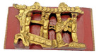 Antique Qing Dynast Chinese Gilt Wood Carved Red Lacquer Architectural Fragment