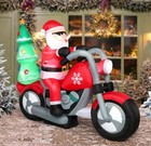 Santa Claus On Motorcycle Decoration Outdoor Inflatable Christmas Airblown Decor