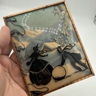 Silhouette Art Reverse Painted Convex Glass 5 x4  Picture Couple Scene Vintage