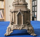 Antique 19th Century Cast Iron Madonna   Child Statue Gothic Revival Pedestal