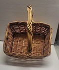 Vintage Rattan Wicker Market Basket Rectangular Center Handle 13-1 2  X 11-1 2 