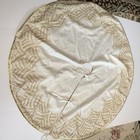 Tahari Christmas Tree Skirt Satiny Gold Embroidered   Beads Holiday Gold Trim