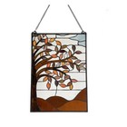 Stained Hanging Window Panel Glass Autumn Tree Floral Design Tiffany Style