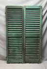 Vtg Pair House Window Wood Louvered Shutters 14x46 Shabby Green Old 886-25b