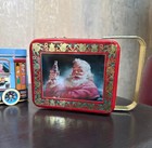 Vintage Advertising Metal Tin Lot  Coca Cola Santa  Hershey s Trolley  Rockwell