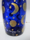 Hand Painted Celestial Signed Cobalt Blue Glass Bottle With Moon   Stars