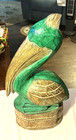 A Wooden Handpainted Detailed Design Pelican 19  Tall 8  Wide Free Standing