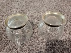Vintage Clear Etched Glass With Pewter Base Cream   Sugar Set