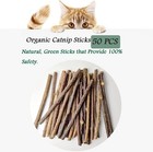 50pcs Natural Matatabi Silvervine Sticks Cat Chew Toys Catnip Teething Treats