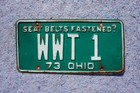 1973 Ohio Vanity License Plate - Wwt 1