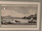 1750 Westminster Bridge London Hand Colored Copperplate Engraving Antique 