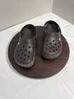 Crocs Crocband Leopard Cheetah Clog Womens 7 Espresso Animal Print Unisex Trendy
