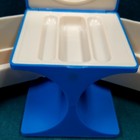 Vintage 60s Blue   Cream Compact Fold Out Vanity Box W mirror   Storage