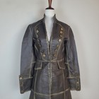Vintage Newport News Coat 4 Brown Leather Antiqued Military Steampunk Longline