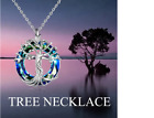 Tree Of Life Blue Crystal Charm On 925 Plated Sterling Silver 20  Necklace Women