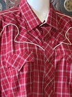 Vintage Kenny Rogers Karman Red Plaid Western Red Pearl Snap Shirt 17 5 34 Long