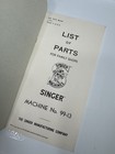 Rare 1941 List Of Parts Book By Singer 99-13 Sewing Machine