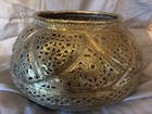 Persian Mamluk Brass Bowl Handcrafted Pierced Large 19th Century Htf