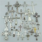 25pcs Mix Cross Pendant Vintage Antique Silver Tone Alloy Faith Religious Charm