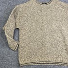 Vintage Eddie Bauer Sweater Mens Large Beige Gray Wool Crewneck Knit Pullover