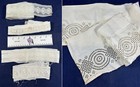 Victorian Antique White Cotton Eyelet Cutwork Lace Border Dress Trim Lot 7 Piece