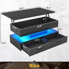 Sedeta Black 40  Lift Top Coffee Table Led Lights 2 Drawers Storage Living