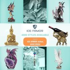 Ice Armor Hand Painted 9  H Led White And Blue Dragon Figurine Statue Sculptu   