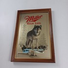1991 Miller High Life Beer Timber Wolf Wisconsin Wildlife Bar Mirror Sign 22x15 