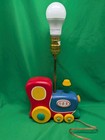 Vintage Working Bright Color Wooden Train Lamp  Handmade  Nursery  Child s Room