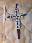 Handmade Crocheted Cross Bookmark Ribbon Religious Gift Book Lover