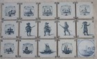 15 Pack Blue   White Tiles Handmade Delft Holland Handmade