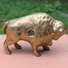 Vintage Brass Bison Buffalo Coin Bank Heavy Figural Still Bank Western Decor
