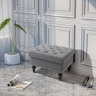 Ottoman W  Storage Removable Lid Button-tufted Fabric Bench Wood Legs