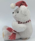 Russ Berrie Christmas White 7  Teddy Bear Plush  292 Red Striped Scarf   Hat