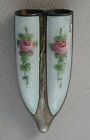 Gorgeous Antique Sterling Guilloche Floral Enamel Knitting Needle Cover Guard
