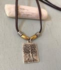 New Tree Of Life Sundance Charm Necklace Leather Cord Handmade Artisan Jewelry