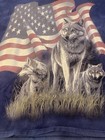 The Mountain Men s Wolf American Flag Graphic T-shirt 100  Cotton Made In Usa