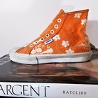 Vintage Vans Made In Usa Van Doren Skate Shoes Orange Floral Canvas 70s 4 5 W 6