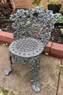Antique Victorian Style Grape Vine Cast Iron Garden Seat Chair Patio 3 Leg Hart