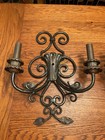 1920   s Pair Hand Made Wrought Iron   Bronze Spanish Revival Electric Sconces